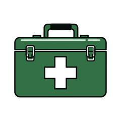 Obraz premium Industrial First Aid Kit Green Box Vector Icon for Workplace Medical Safety and Emergency Supplies