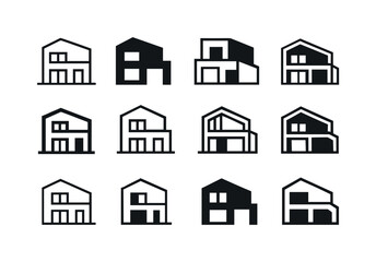 Fototapeta premium Estate Logo Collection. Estate. Icon set. Set Logo of Estate: modern house facade. harmonious logo variations of the same emblematic concept, each with