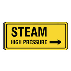 Steam High Pressure Pipe Marking Label Text Vector Art for Industrial Safety and Identification