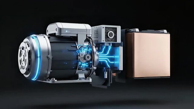 Electric Vehicle Motor and Battery System CGI Visualization