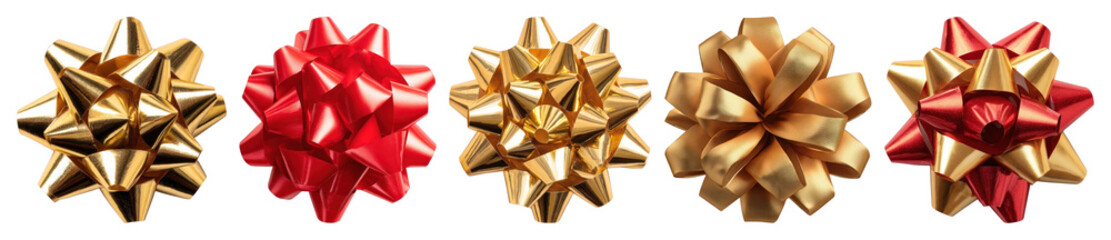 PNG Colorful decorative gift bows, element set on transparent background