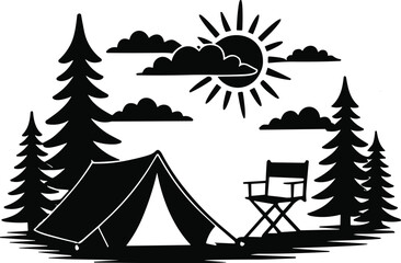 High-quality hiking vector illustration perfect for outdoor adventure, camping, travel branding, t-shirt design and digital projects.