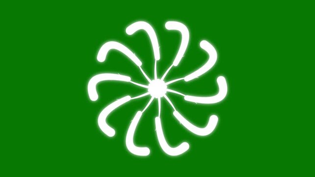 Circle ring firework blast animation, luminous spark lines and shiny explosion effect, modern motion graphic overlay, celebration intro, green screen background, 4k
