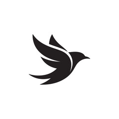 Minimalist Flying Bird Logo Silhouette Vector