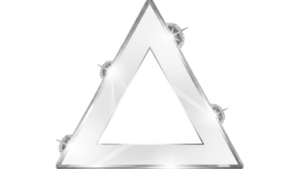 Shiny Silver Triangle Geometric Shape with Sparkles