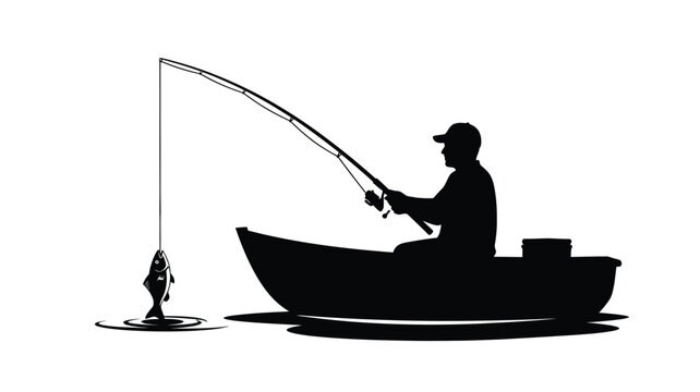 a man fishing in a boat casting a line a peaceful moment silhouette
