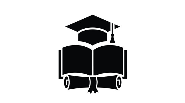 graduation cap and open book icon representing education and academic achievement silhouette