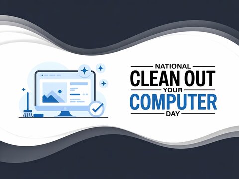 National clean out your computer day illustration with laptop and cleaning concept
