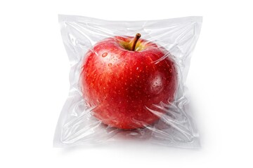 Fresh Red Apple in Vacuum Plastic Packaging