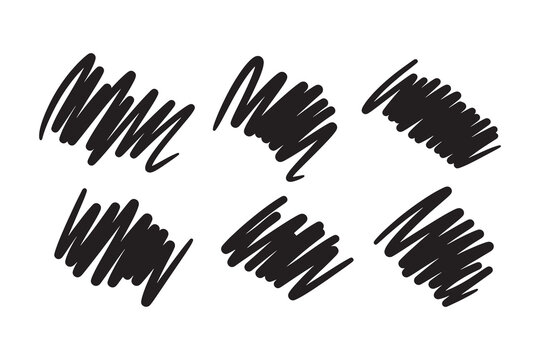 Hand drawn black marker scribbles set