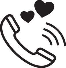 Obraz premium Romantic Phone Call Icon with Hearts on White Background