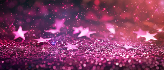 Sparkling pink and purple bokeh lights with star effects, creating a magical and dreamy background.