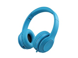 Bright blue wireless headphones with adjustable headband isolated on white background