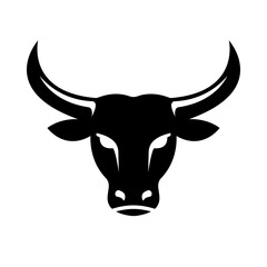Bull icon. Cow or bull head silhouette with horns. Vector illustration.