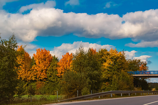 Autumn or indian summer landscape view near Oberding, Erding, Bavaria, Germany