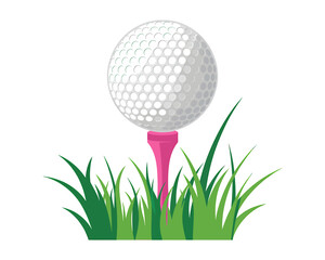 Fototapeta premium Golf Ball on Tee in Grass Sports Equipment Illustration