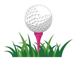 Fototapeta premium Golf Ball on Tee in Grass Sports Equipment Illustration