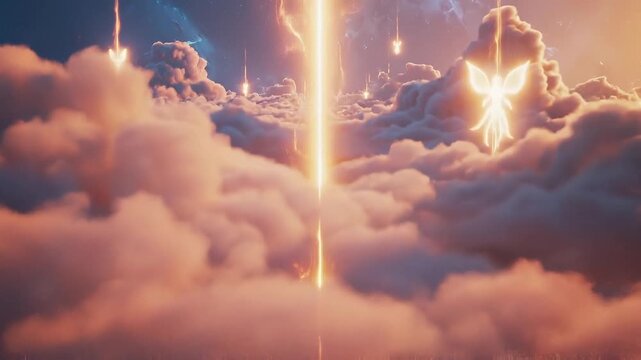 Dramatic Lightning Strikes in Clouds.