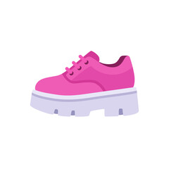 Barbiecore pink platform sneaker with chunky sole, colorful vector flat style illustration