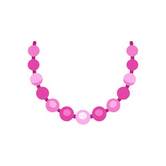 Barbiecore pink pearl bead necklace jewelry icon, colorful vector flat style illustration