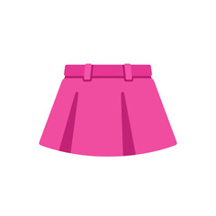Barbiecore pink pleated mini skirt with belt buckle, colorful vector flat style illustration
