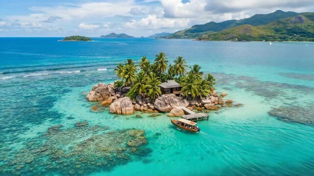 Saint pierre island, seychelles seascape drone zoom out video