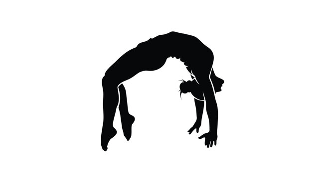 a black silhouette of a female performing a graceful backbend pose