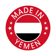 Yemen Made in Stamp in circle with flag Vector template on white background