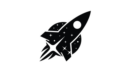 a striking black rocket launching upwards against a starry night silhouette © ANISURRAHMAN