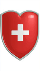 Obraz premium Stylized red heart with a white cross symbolizing health and protection, ideal for healthcare themes.