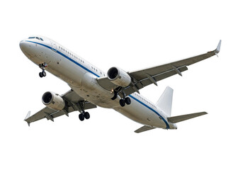 Naklejka premium Commercial airliner in flight isolated on transparent background