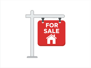 Red For Sale Sign Real Estate Property Sign Illustration
