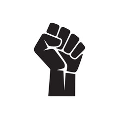 Obraz premium A powerful black fist raised in protest or solidarity on a white background