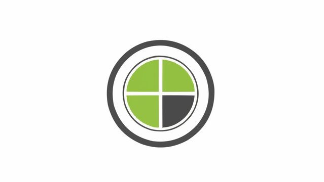 Green and black circular logo symbol.