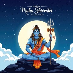 Happy Maha Shivratri Illustration, Lord Shiva, Hindu God, Celebration, Festival, Religion