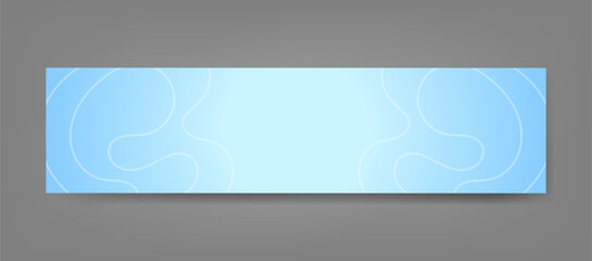 Abstract Blue Gradient Horizontal Banner Background with Smooth Curved Lines