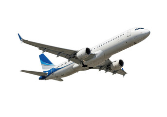 Obraz premium Commercial airliner in flight isolated on transparent background