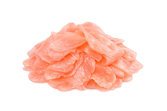 Pickled ginger gari a spicy sweet and sour condiment with thin slices for sushi or sashimi, transparent background