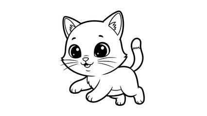 Cute Kitten Coloring Page &ndash; Adorable Cartoon Cat Outline for Kids