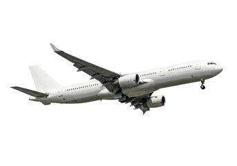 Obraz premium Large passenger jet in flight isolated on transparent background