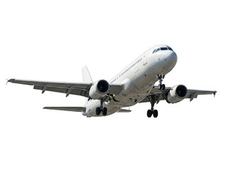 Obraz premium Airplane in flight isolated on transparent background