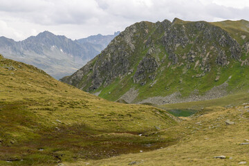Oberer Alpguessee in Sankt Gallenkirch, Montafon region, Vorarlberg, Austria, shows nature and...