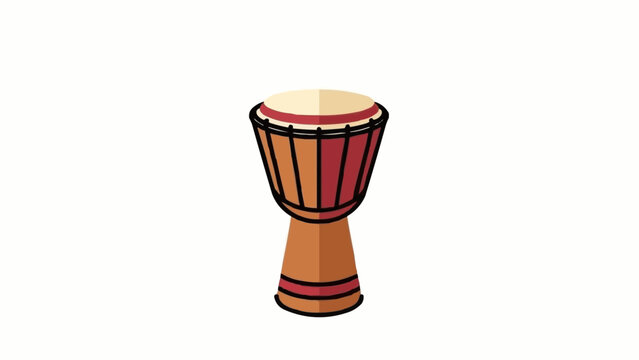 Colorful Djembe Drum Illustration on White.