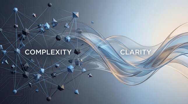 A conceptual image representing the contrast between complexity and clarity in a modern design