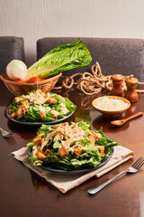 Healthy Homemade Caesar Salad with Romaine Lettuce and Dressing