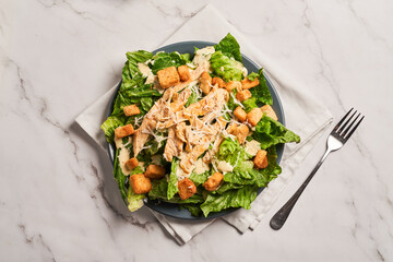 Healthy Homemade Caesar Salad with Romaine Lettuce and Dressing