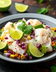 Peruanisches Ceviche mit violettem Mais