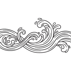 Decorative Ocean Wave Line Art