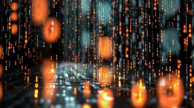 Digital Data Stream: A mesmerizing visual of a data stream composed of countless particles of light, embodying the intangible essence of digital information and technological advancement.