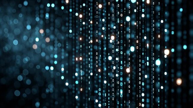 Digital Rain: Abstract digital art captures the mesmerizing dance of data streams, a symphony of light and information, conveying the essence of the digital era.